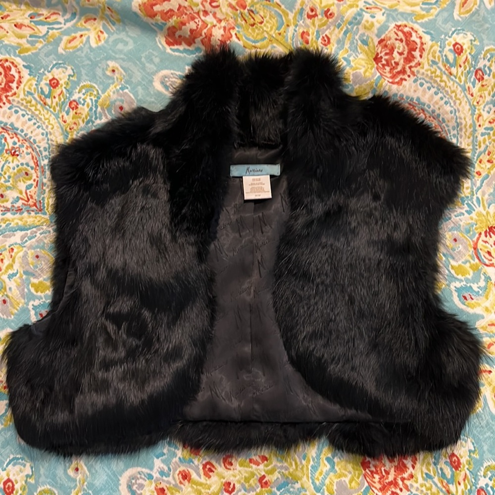 Black Rabbit Fur Bolero Formal Jacket - Picture 2 of 6